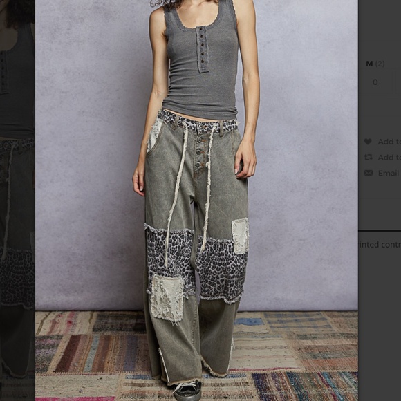 POL Gray Patchwork Straight Leg Pants - Picture 2 of 6